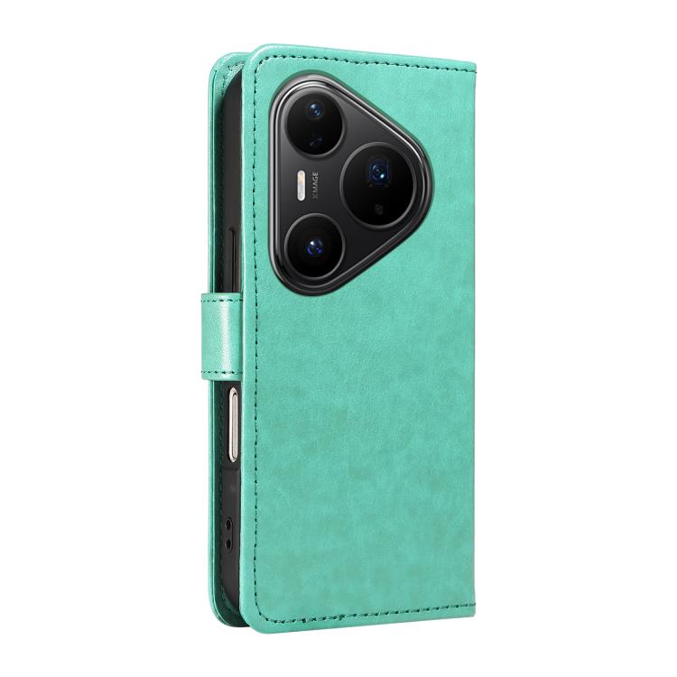For Huawei Pura 80 Pro 5G Cat and Bee Embossed Flip Leather Phone Case(Green)