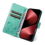 For Huawei Pura 80 Pro 5G Cat and Bee Embossed Flip Leather Phone Case(Green)