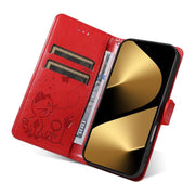 For Huawei Pura 80 Ultra 5G Cat and Bee Embossed Flip Leather Phone Case(Red)
