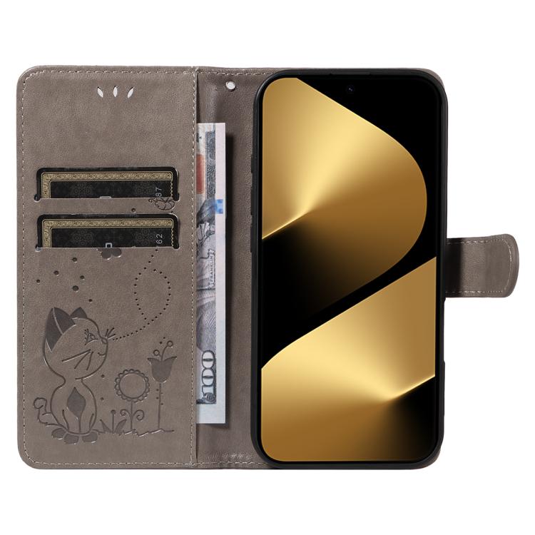 For Huawei Pura 80 Ultra 5G Cat and Bee Embossed Flip Leather Phone Case(Grey) - free shipping - PMC TechLife - Order now!