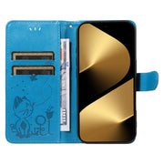 For Huawei Pura 80 Ultra 5G Cat and Bee Embossed Flip Leather Phone Case(Blue)
