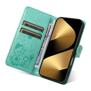 For Huawei Pura 80 Ultra 5G Cat and Bee Embossed Flip Leather Phone Case(Green)