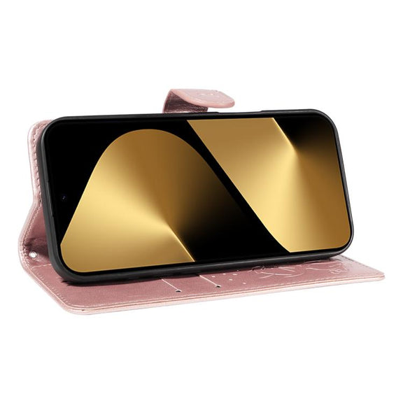 For Huawei Pura 80 Ultra 5G Cat and Bee Embossed Flip Leather Phone Case(Rose Gold)