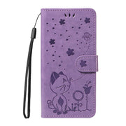 For Huawei Pura 80 Ultra 5G Cat and Bee Embossed Flip Leather Phone Case(Purple)