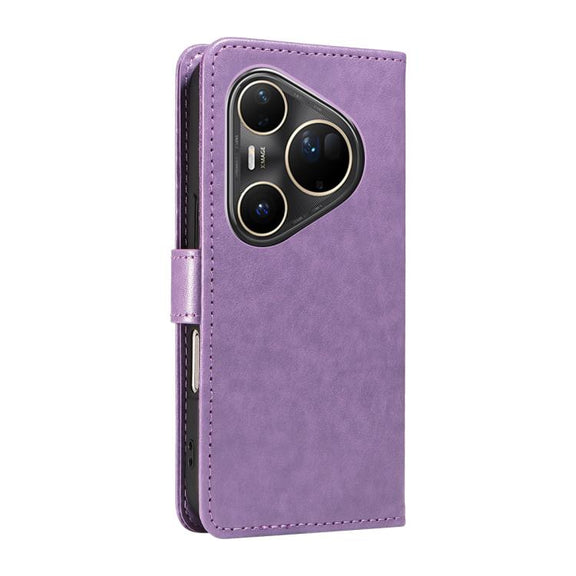 For Huawei Pura 80 Ultra 5G Cat and Bee Embossed Flip Leather Phone Case(Purple)