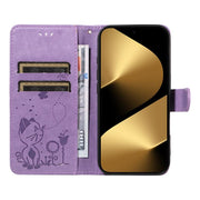 For Huawei Pura 80 Ultra 5G Cat and Bee Embossed Flip Leather Phone Case(Purple)