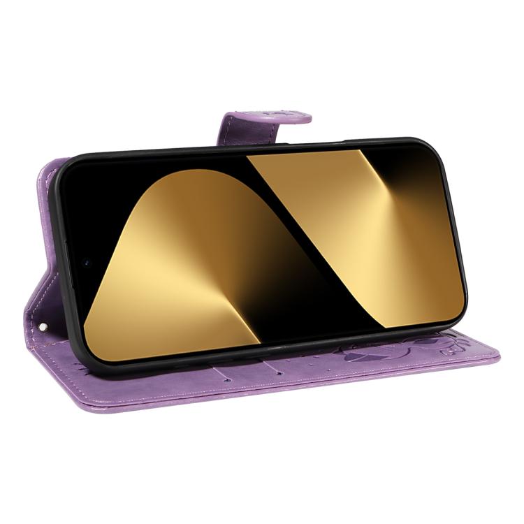 For Huawei Pura 80 Ultra 5G Cat and Bee Embossed Flip Leather Phone Case(Purple)