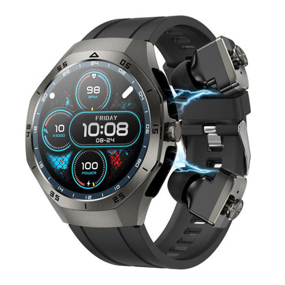 F38 Dual-ear Bluetooth Earphone Smart Watch IP67 Supports Heart Rate Monitoring, Watchband:Silicone(Black) - free shipping - PMC Jewellery - Order now!