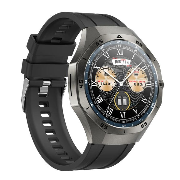 F38 Dual-ear Bluetooth Earphone Smart Watch IP67 Supports Heart Rate Monitoring, Watchband:Silicone(Black)