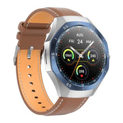 F38 Dual-ear Bluetooth Earphone Smart Watch IP67 Supports Heart Rate Monitoring, Watchband:Leather(Silver)