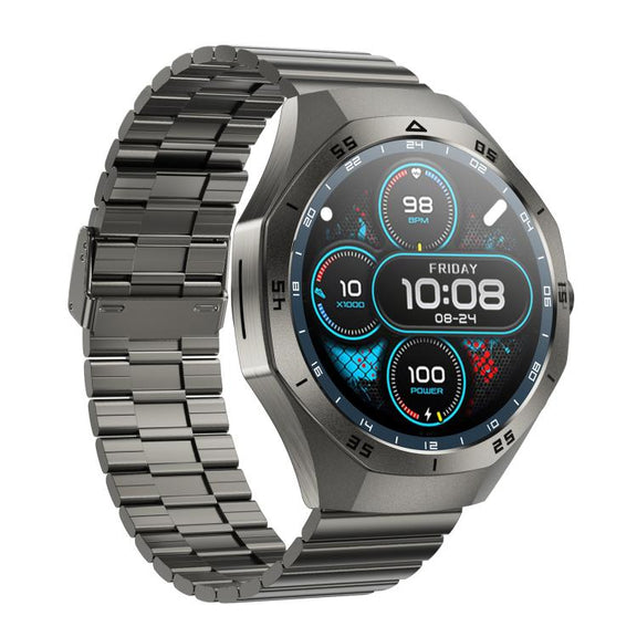 F38 Dual-ear Bluetooth Earphone Smart Watch IP67 Supports Heart Rate Monitoring, Watchband:Steel(Black)