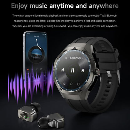 F38 Dual-ear Bluetooth Earphone Smart Watch IP67 Supports Heart Rate Monitoring, Watchband:Leather(Silver) - free shipping - PMC Jewellery - Order now!