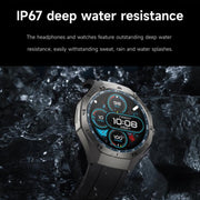 F38 Dual-ear Bluetooth Earphone Smart Watch IP67 Supports Heart Rate Monitoring, Watchband:Silicone(Silver)