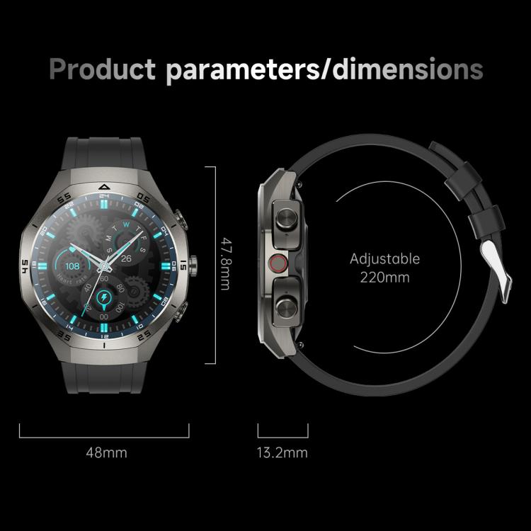 F38 Dual-ear Bluetooth Earphone Smart Watch IP67 Supports Heart Rate Monitoring, Watchband:Silicone(Silver)