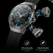 F38 Dual-ear Bluetooth Earphone Smart Watch IP67 Supports Heart Rate Monitoring, Watchband:Silicone(Silver)