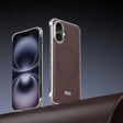 For iPhone 16 J TRIBE Metal Frameless Plain Leather MagSafe Phone Case(Brown) - free shipping - PMC TechLife - Order now!