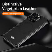 For iPhone 15 Pro Max J TRIBE Metal Frameless Plain Leather MagSafe Phone Case(Brown)