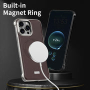 For iPhone 15 Pro Max J TRIBE Metal Frameless Plain Leather MagSafe Phone Case(Brown)