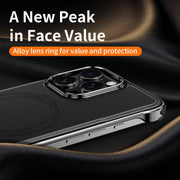 For iPhone 15 Pro Max J TRIBE Metal Frameless Plain Leather MagSafe Phone Case(Black)