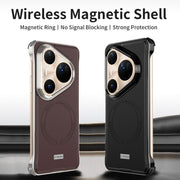 For Huawei Pura 80 5G J TRIBE Metal Frameless Plain Leather MagSafe Phone Case(Brown)