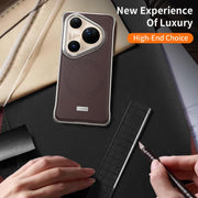For Huawei Pura 80 5G J TRIBE Metal Frameless Plain Leather MagSafe Phone Case(Brown)