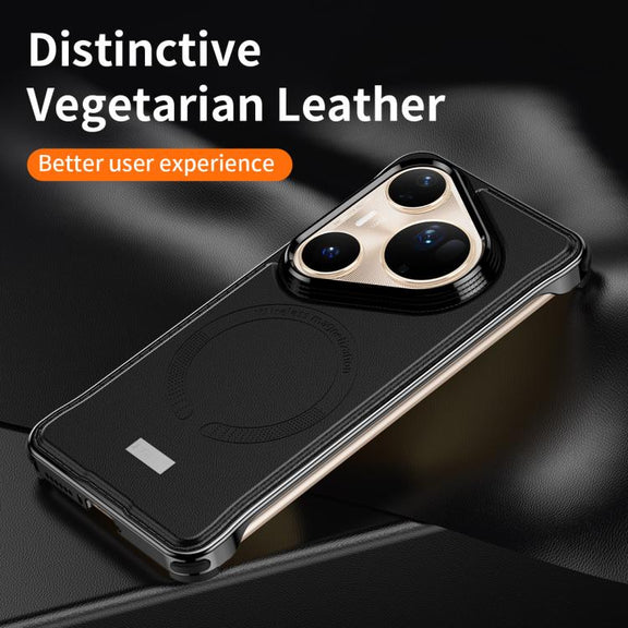 For Huawei Pura 80 5G J TRIBE Metal Frameless Plain Leather MagSafe Phone Case(Black)