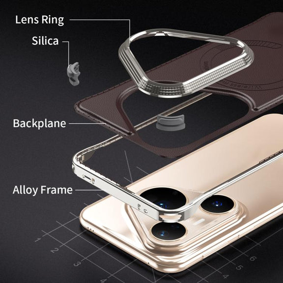 For Huawei Pura 80 5G J TRIBE Metal Frameless Plain Leather MagSafe Phone Case(Black)