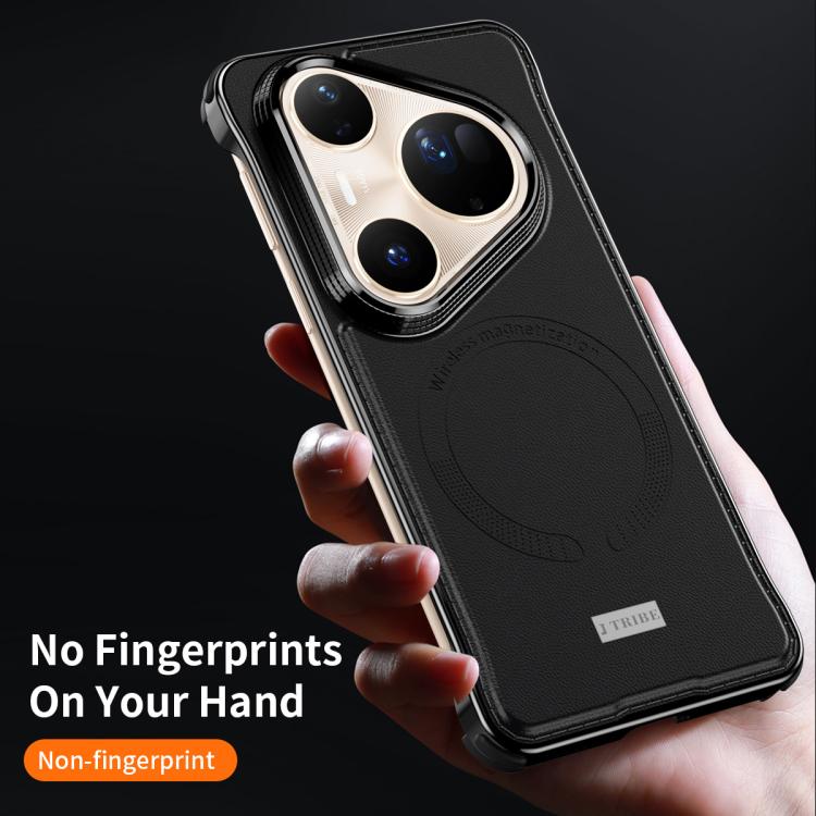 For Huawei Pura 80 Pro 5G J TRIBE Metal Frameless Plain Leather MagSafe Phone Case(Black) - free shipping - PMC TechLife - Order now!