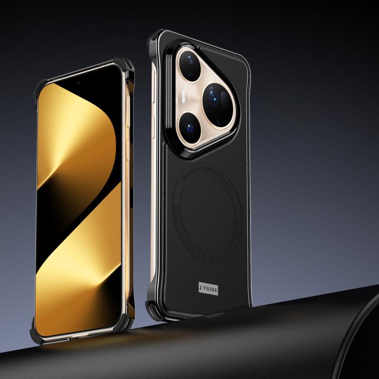 For Huawei Pura 80 Ultra 5G J TRIBE Metal Frameless Plain Leather MagSafe Phone Case(Black) - free shipping - PMC TechLife - Order now!