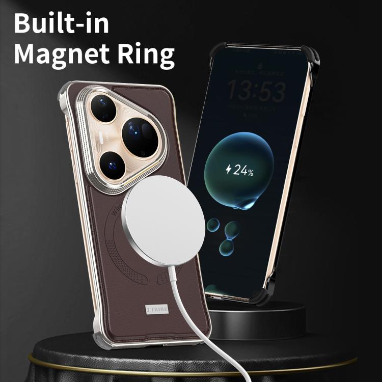 For Huawei Pura 80 Ultra 5G J TRIBE Metal Frameless Plain Leather MagSafe Phone Case(Black) - free shipping - PMC TechLife - Order now!