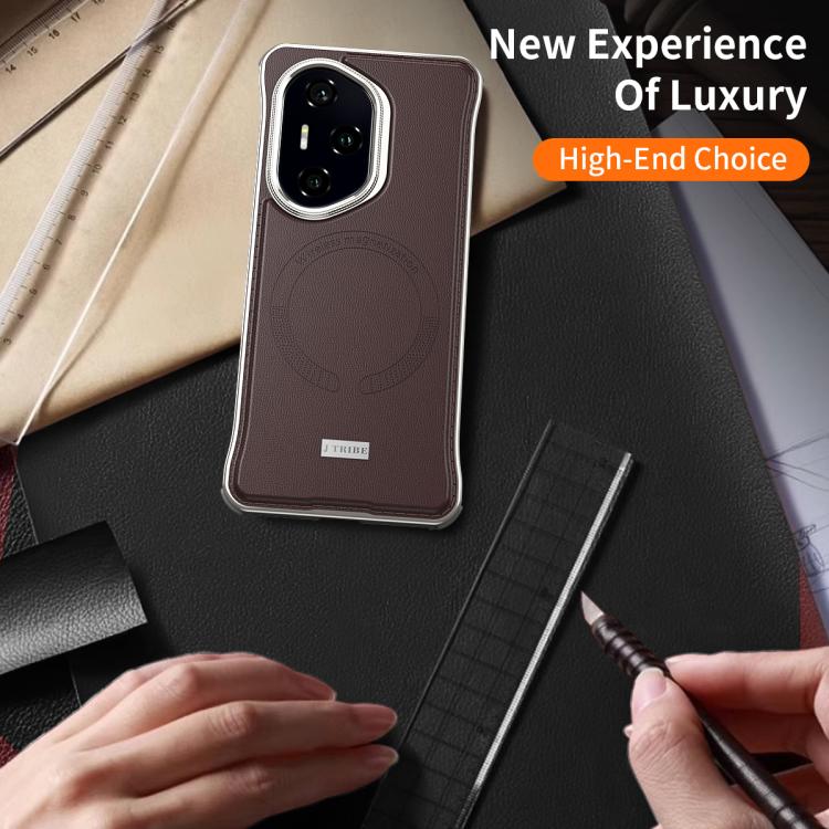 For Honor 300 J TRIBE Metal Frameless Plain Leather MagSafe Phone Case(Brown) - free shipping - PMC TechLife - Order now!