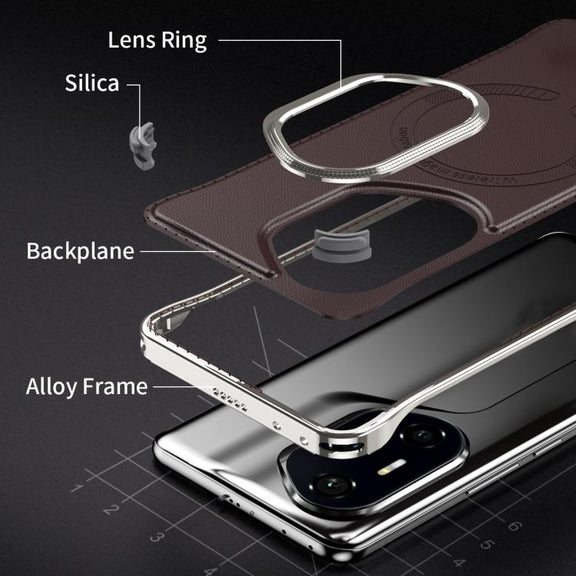 For Honor 300 J TRIBE Metal Frameless Plain Leather MagSafe Phone Case(Brown)