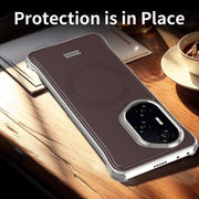 For Honor 300 J TRIBE Metal Frameless Plain Leather MagSafe Phone Case(Brown)