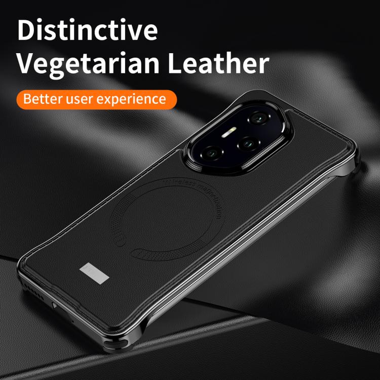 For Honor 300 J TRIBE Metal Frameless Plain Leather MagSafe Phone Case(Black) - free shipping - PMC TechLife - Order now!
