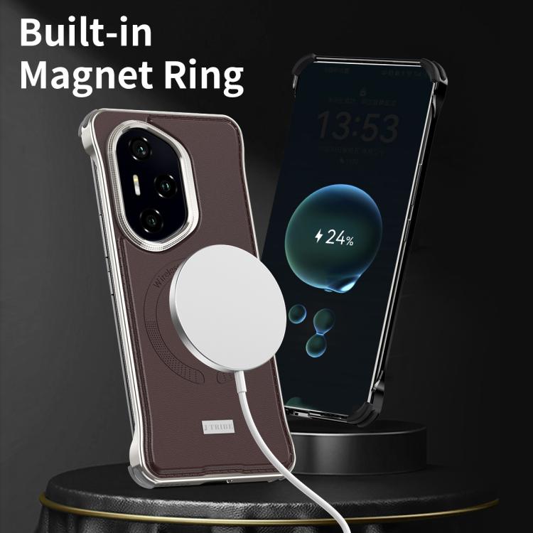 For Honor 300 Pro J TRIBE Metal Frameless Plain Leather MagSafe Phone Case(Brown) - free shipping - PMC TechLife - Order now!