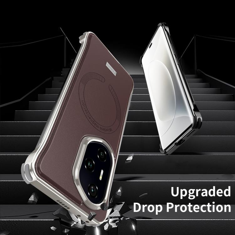 For Honor 300 Pro J TRIBE Metal Frameless Plain Leather MagSafe Phone Case(Brown) - free shipping - PMC TechLife - Order now!