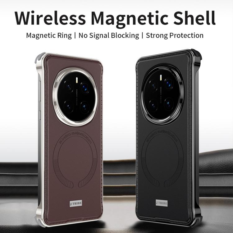 For Honor Magic7 J TRIBE Metal Frameless Plain Leather MagSafe Phone Case(Brown) - free shipping - PMC TechLife - Order now!