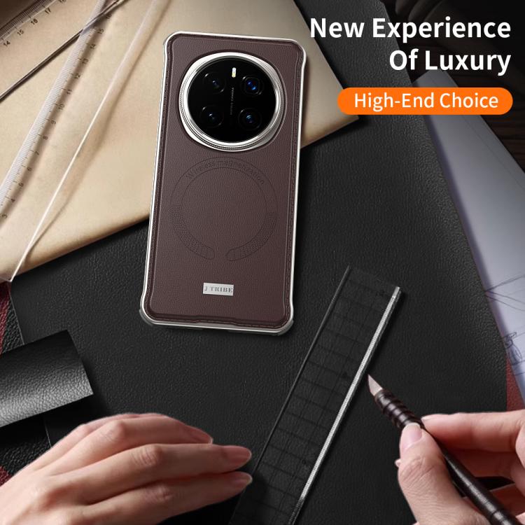 For Honor Magic7 J TRIBE Metal Frameless Plain Leather MagSafe Phone Case(Brown) - free shipping - PMC TechLife - Order now!