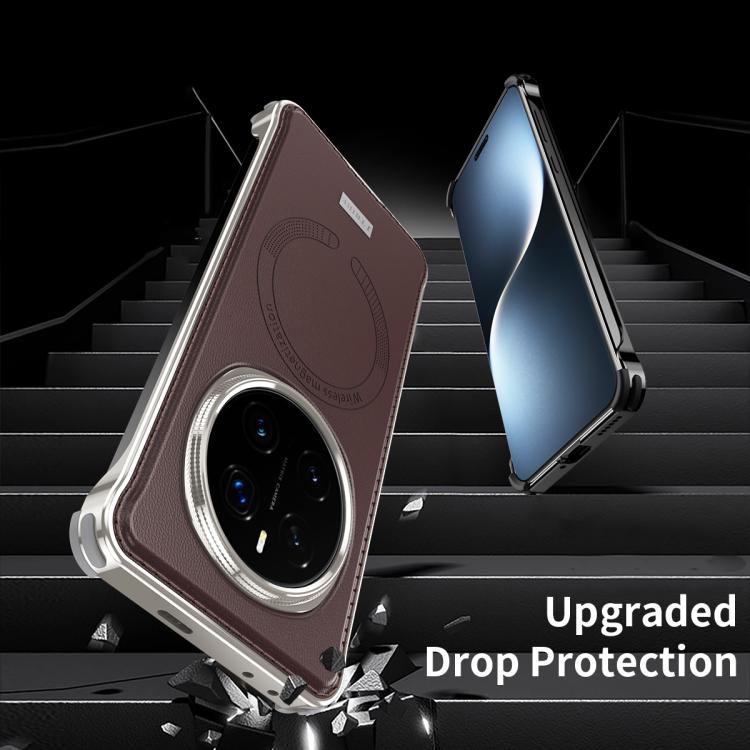 For Honor Magic7 Pro J TRIBE Metal Frameless Plain Leather MagSafe Phone Case(Brown) - free shipping - PMC TechLife - Order now!