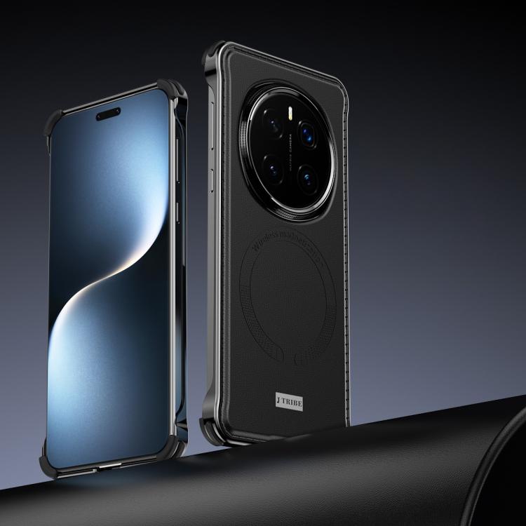 For Honor Magic7 Pro J TRIBE Metal Frameless Plain Leather MagSafe Phone Case(Black) - free shipping - PMC TechLife - Order now!