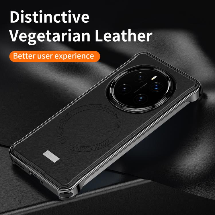 For Honor Magic7 Pro J TRIBE Metal Frameless Plain Leather MagSafe Phone Case(Black) - free shipping - PMC TechLife - Order now!