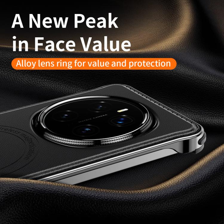 For Honor Magic7 Pro J TRIBE Metal Frameless Plain Leather MagSafe Phone Case(Black) - free shipping - PMC TechLife - Order now!