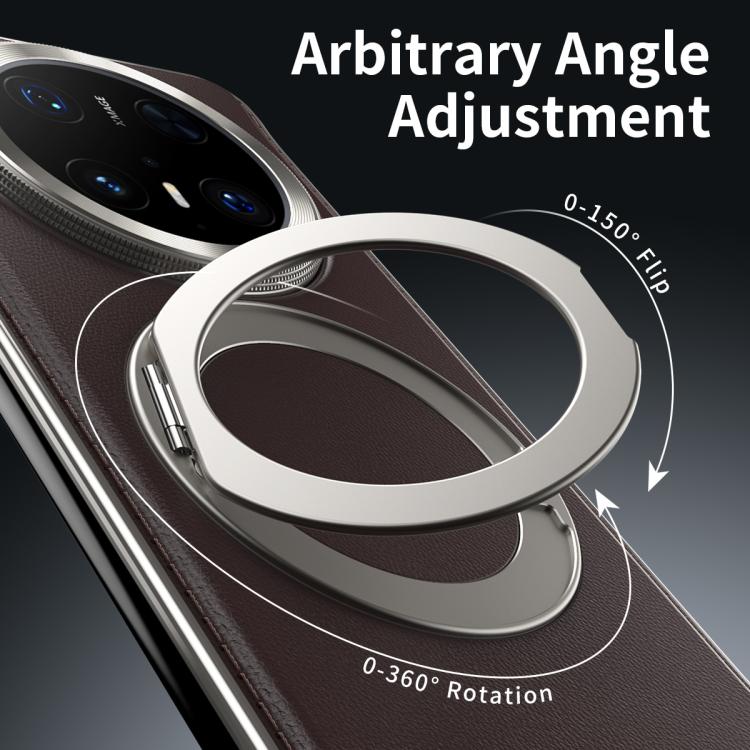 For Huawei Mate 60 Pro+ Metal Frameless Plain Leather MagSafe Holder Phone Case(Brown) - free shipping - PMC TechLife - Order now!