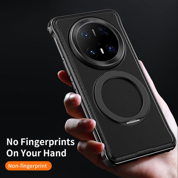 For Huawei Mate 60 Pro+ Metal Frameless Plain Leather MagSafe Holder Phone Case(Black) - free shipping - PMC TechLife - Order now!