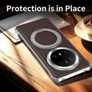 For Huawei Mate 70 Metal Frameless Plain Leather MagSafe Holder Phone Case(Brown)