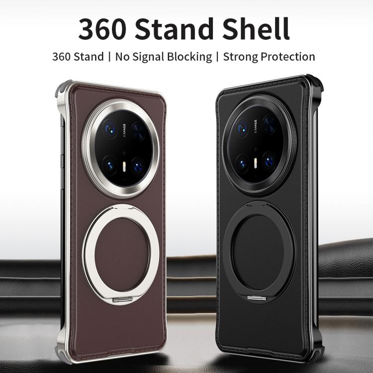 For Huawei Mate 70 Pro Metal Frameless Plain Leather MagSafe Holder Phone Case(Brown) - free shipping - PMC TechLife - Order now!
