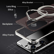 For Huawei Pura 70 Metal Frameless Plain Leather MagSafe Holder Phone Case(Black)
