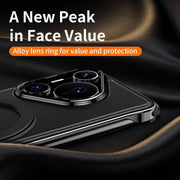 For Huawei Pura 70 Metal Frameless Plain Leather MagSafe Holder Phone Case(Black)
