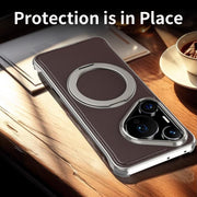 For Huawei Pura 70 Metal Frameless Plain Leather MagSafe Holder Phone Case(Black)