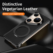 For Huawei Pura 80 Pro 5G Metal Frameless Plain Leather MagSafe Holder Phone Case(Brown)